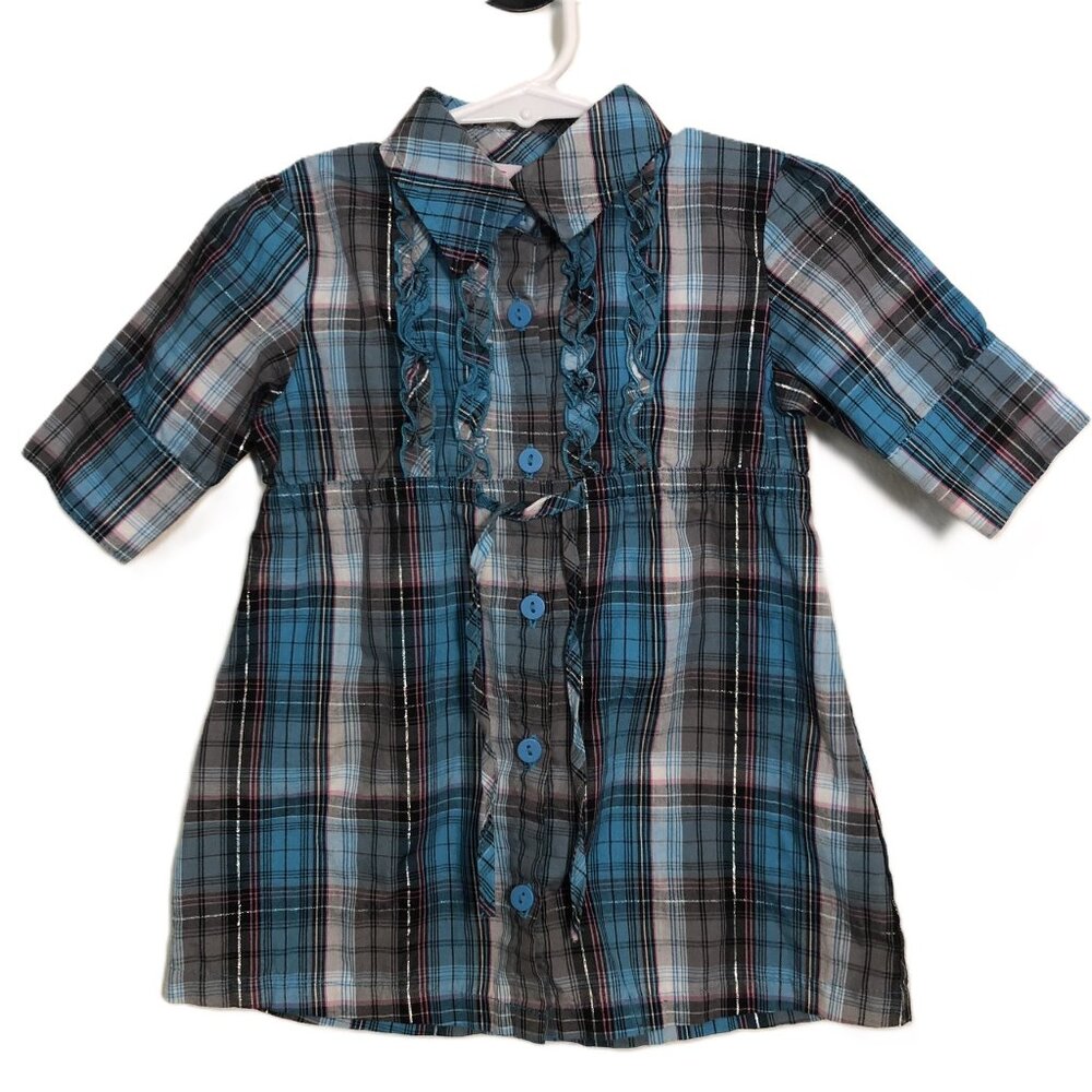 Young Hearts Plaid Button Up Blouse - Size 18 months